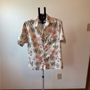 Washington Nationals White and Pink Patterned Men's Casual Shirt‎ Size medium